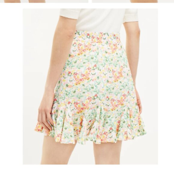 Loft Buttercup Floral Flounce Skirt Size L - Picture 2 of 5